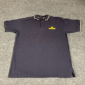 VTG Michigan Wolverines Shirt Mens 2XL‎ Fits XL Blue Golf Polo Embroidered Y2K